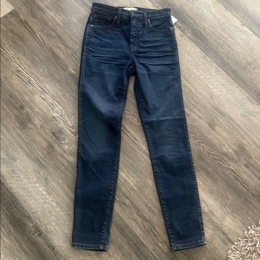 MADEWELL 10" HIGH RISE SKINNY JEANS HAYES DARK DISTRESS WASH NWOT $128 25